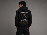 Hoodie - Connection Lost_ — hoodie noir porté par un homme, vue de dos, vue 3, détail dos
