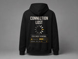 Hoodie - Connection Lost_ — hoodie noir de dos, texte CONNECTION LOST et icône loading, vue 7, packshot