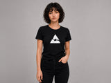 Tee - MoodLag_ Basic E — T-shirt MOODLAG noir porté par une femme, vue 3, porté femme